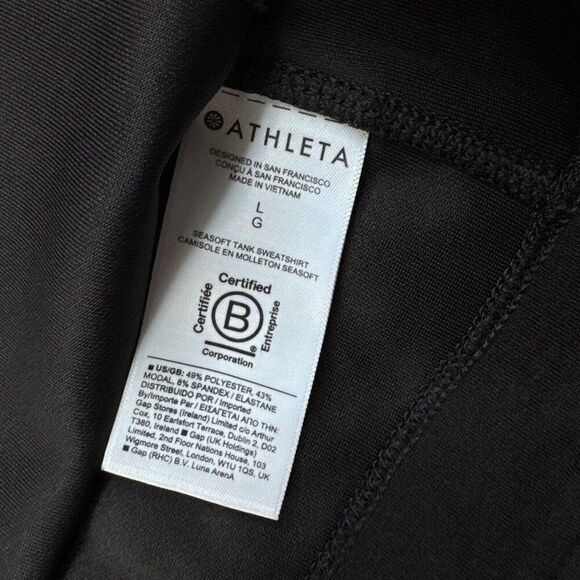 Athleta Seasoft Tank Sweatshirt Black - Picture 5 of 8